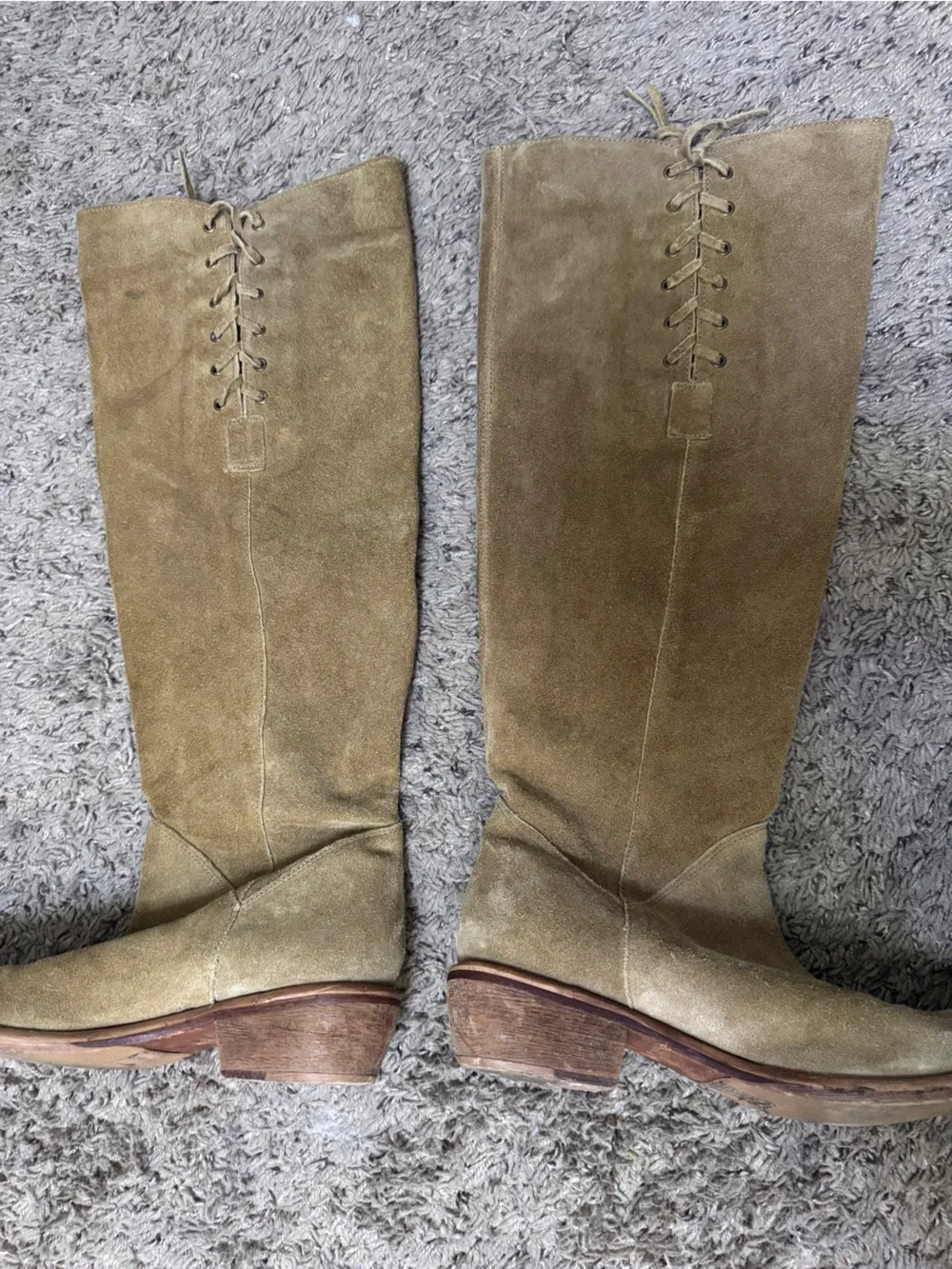 Vintage inspired camel Suede Knee-High Lace-Up Women's bx by Bronx Boots